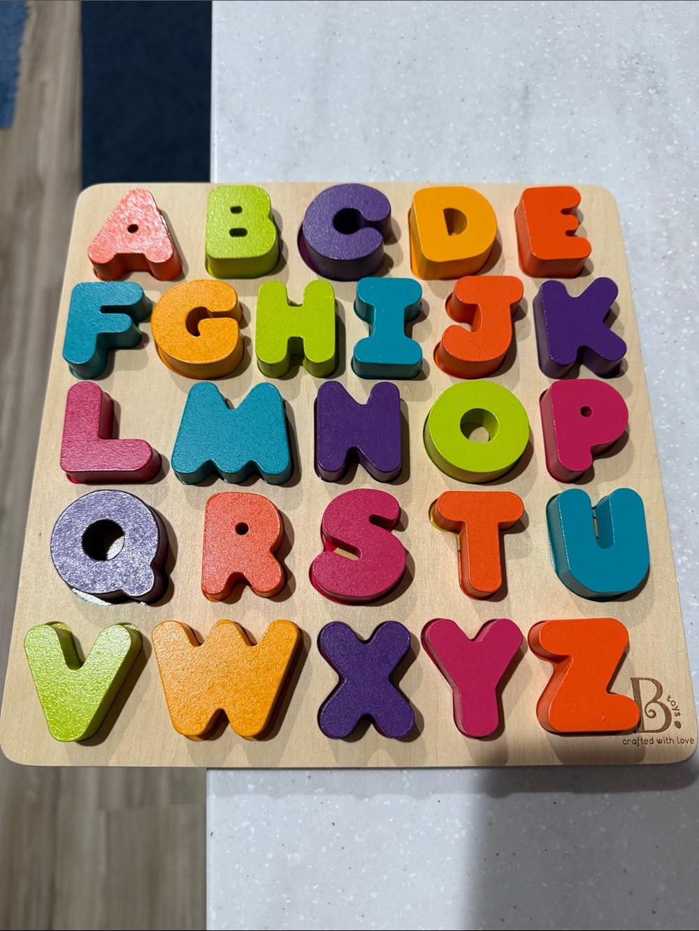 Wooden Rainbow Alphabet Puzzle Board - Multicolor